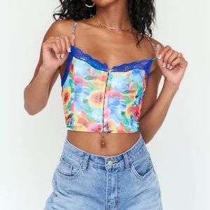 Princess Polly colorful crop top with lace